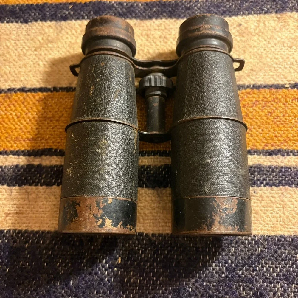 VTG Binoculars Black Antique Field Glasses Steampunk Decor Academia Office